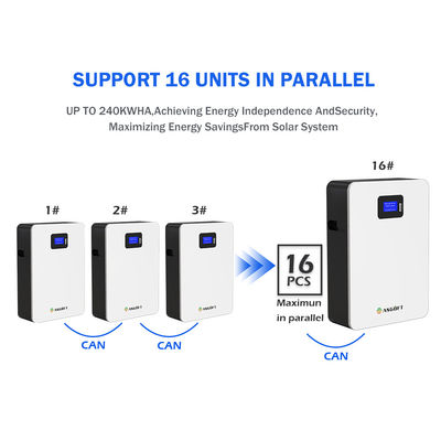 Batería de litio del powerwall 51.2v100ah 5.12kwh lifepo4 del hogar de la duración de ciclo de ASGOFT 6000 el 95% DOD