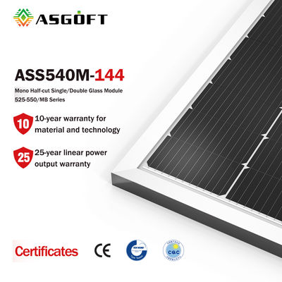 Mono sistema bifacial transparente del panel solar de 450w 500w 540w para el hogar