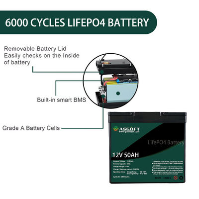 Batería del litio de CETL Lifepo4 50ah 12V recargable para el vehículo eléctrico 8kg