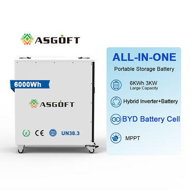 6KWH Lifepo4 del sistema de energía solar híbrido del almacenamiento del inversor 3kw de la rejilla