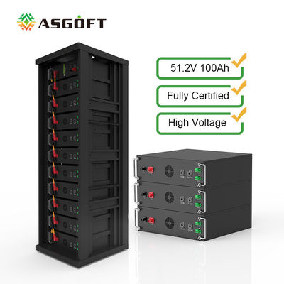 Alta tensión 15kwh-750kwh Batería de hierro de litio Lifepo4 51.2v 100Ah Batería montada en el bastidor Batería de iones de litio