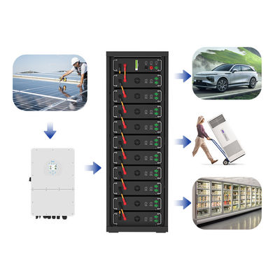 Alta tensión 15kwh-750kwh Batería de hierro de litio Lifepo4 51.2v 100Ah Batería montada en el bastidor Batería de iones de litio