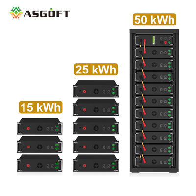 Alta tensión 15kwh-750kwh Batería de hierro de litio Lifepo4 51.2v 100Ah Batería montada en el bastidor Batería de iones de litio