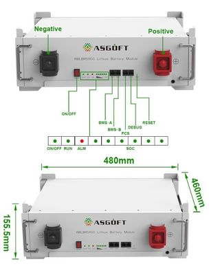 BYD Almacenamiento de energía Servidor apilable montado con batería Lifepo4 de 51.2 V 100Ah