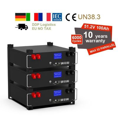 LiFePO4 Baterías de almacenamiento de energía de litio apiladas 51.2v 100Ah personalizadas