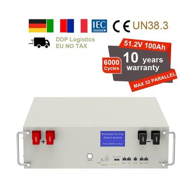 51.2V 100Ah 5kWh Lifepo4 Batería con BMS Serve Rack para el almacenamiento de energía en el hogar
